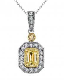 MULTI TONE EMERALD CUT DIAMOND PENDANT (TP2577)